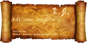 Kácsor Jolán névjegykártya
